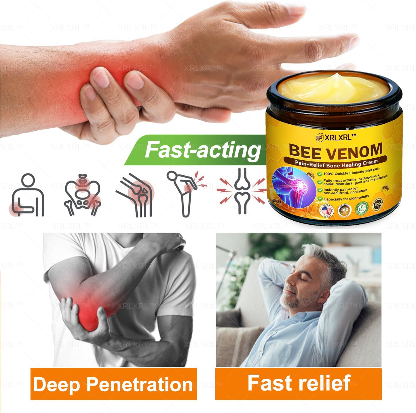 XRLXRL® Bee Venom Pain-Relief Bone Healing Cream 🎉🎉(Specially for older adults)